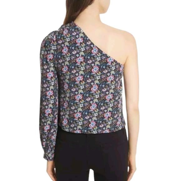 Nordstrom Frame All Over Floral One Shoulder Blouse Multicolor Size XS NWT - Picture 3 of 12